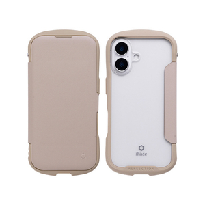 Ｈａｍｅｅ iPhone 16用ダイアリークリアケース I FACE REFLECTION ベージュ 41-980309-イメージ1