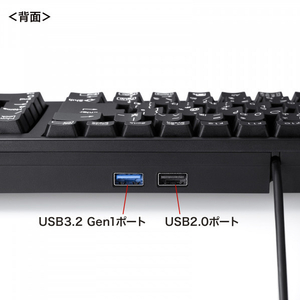 サンワサプライ USBハブ付コンパクトキーボード SKB-KG2UH3BK-イメージ7