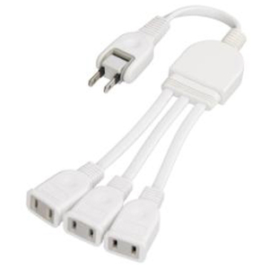 ヤザワ ACアダプター用3分配延長コード 0．2m ホワイト Y02V3002WH-イメージ1