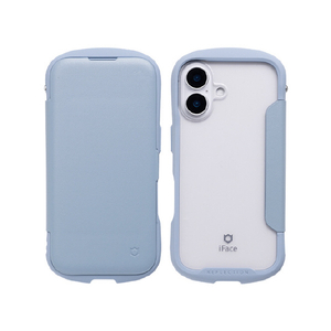 Ｈａｍｅｅ iPhone 16用ダイアリークリアケース I FACE REFLECTION ペールブルー 41-980316-イメージ1