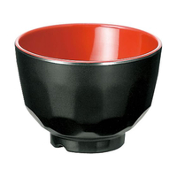国際化工 亀甲小吸物椀 黒内朱 B34 B／R メラミン FC322LD-1445150