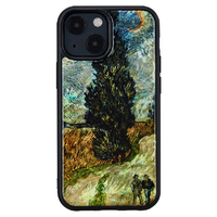 ikins iPhone 13 mini用天然貝ケース 名画シリーズ 夜のプロヴァンスの田舎道 I21031I13MN