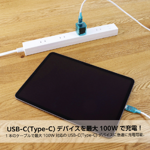 re:colors PD100W対応USB Type-C to C ケーブル(1m) タンジェリン CPRC2U2CTC100WO-イメージ5