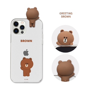 LINE FRIENDS iPhone 12 mini用フィギュア付きソフトクリアケース [公式ライセンス品] BASIC FACE CHOCO KCE-CSB034-イメージ14