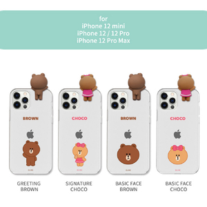 LINE FRIENDS iPhone 12 mini用フィギュア付きソフトクリアケース [公式ライセンス品] BASIC FACE CHOCO KCE-CSB034-イメージ18