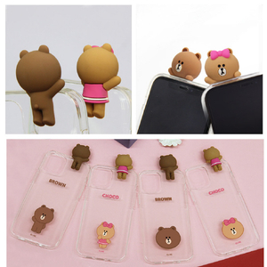 LINE FRIENDS iPhone 12 mini用フィギュア付きソフトクリアケース [公式ライセンス品] BASIC FACE CHOCO KCE-CSB034-イメージ6