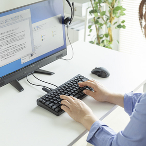 サンワサプライ USBハブ付コンパクトキーボード SKB-KG3UH2BK-イメージ5