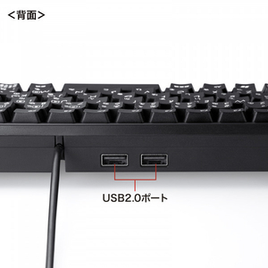 サンワサプライ USBハブ付コンパクトキーボード SKB-KG3UH2BK-イメージ7