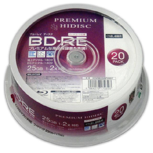磁気研究所 録画用25GB 1-2倍速対応 BD-RE書換え型 ブルーレイディスク 20枚入り PREMIUM HI DISC HDVBE25NP20SP-イメージ1