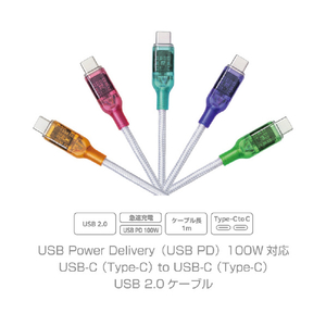 re:colors PD100W対応USB Type-C to C ケーブル(1m) ライム CPRC2U2CTC100WG-イメージ3