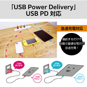 re:colors PD100W対応USB Type-C to C ケーブル(1m) ライム CPRC2U2CTC100WG-イメージ6