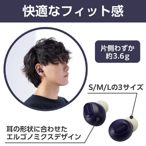 エレコム 完全ワイヤレスBluetoothヘッドホン ネイビー LBT-TWS16NV-イメージ3
