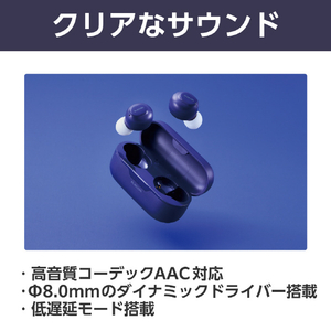 エレコム 完全ワイヤレスBluetoothヘッドホン ネイビー LBT-TWS16NV-イメージ4