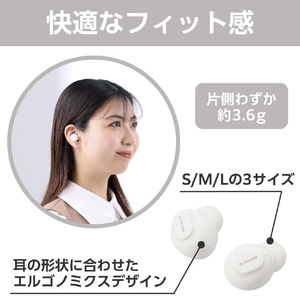 エレコム 完全ワイヤレスBluetoothヘッドホン ホワイト LBT-TWS16WH-イメージ3