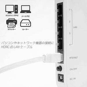 ホーリック LANケーブル UTP カテゴリー6A フラット(2m) ホワイト LC20-036FW-イメージ2