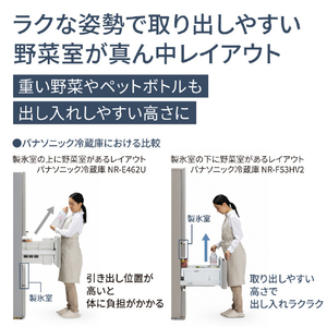 パナソニック 525L 6ドア冷蔵庫 ヘアラインシャンパン NR-F53HV2-N-イメージ5