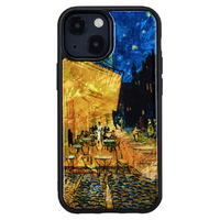 ikins iPhone 13 mini用天然貝ケース 名画シリーズ 夜のカフェテラス I21036I13MN