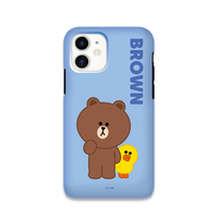 LINE FRIENDS iPhone 12 mini用DUAL GUARD BASIC[公式ライセンス品] BROWN & SALLY KCE-CSB039