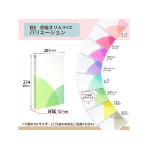 プラス PASTYルーズリーフバインダー B5-S スリム マスカットグリーン FCC1698-98-795/FC-790PR-イメージ5