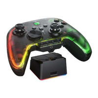 BIGBIGWON RAINBOW2 Pro COMBO シースルーデザイン ワイヤレス&有線ゲーミングコントローラー 【Switch & Windows10/11対応】 ジャイロ搭載 マグネット式充電台付属モデル ブラック RAINBOW2PROCOMBO