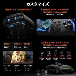 BIGBIGWON RAINBOW2 Pro COMBO シースルーデザイン ワイヤレス&有線ゲーミングコントローラー 【Switch & Windows10/11対応】 ジャイロ搭載 マグネット式充電台付属モデル ブラック RAINBOW2PROCOMBO-イメージ8