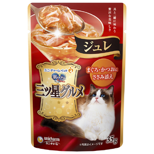 ユニ・チャームペットケア 銀のスプーン三ツ星グルメ パウチジュレ まぐろ・かつおにささみ添え 35g ﾐﾂﾎﾞｼｼﾞﾕﾚｻｻﾐ35G-イメージ1