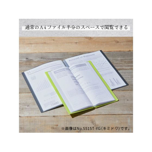 キングジム クリアーファイル ホッソ(透明)黄緑 A4 FCB430H-5515T-YG-イメージ4