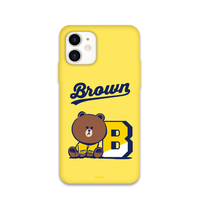 LINE FRIENDS iPhone 12 mini用VARSITY カラーソフトケース[公式ライセンス品] BROWN KCE-CSB042