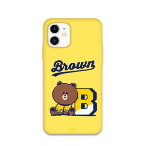 LINE FRIENDS iPhone 12 mini用VARSITY カラーソフトケース[公式ライセンス品] BROWN KCE-CSB042-イメージ1