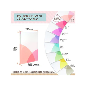 プラス PASTYルーズリーフバインダー B5-S ミドル ピーチピンク FCC1701-98-800/FC-800PR-イメージ5