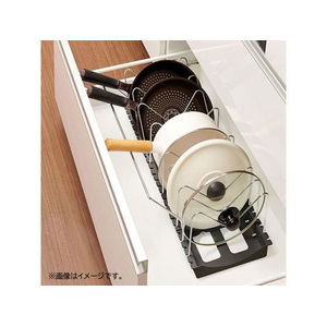 伸晃 フライパン 鍋 ふたスタンド 2WAY ワイドタイプ ブラック FCE166T-PFN-NLBK-イメージ2