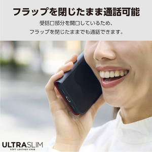 エレコム iPhone 15用ソフトレザーケース 薄型 手帳型 磁石付 ブラック PM-A23APLFUBK-イメージ3