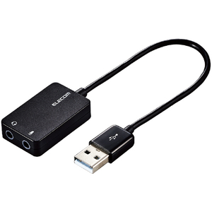 エレコム USBオーディオ変換アダプタ ブラック USB-AADC02BK-イメージ1