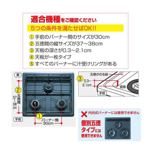 東洋アルミ システムガスマット 一体型3口スーパーでか ネオブラック FC258RH-イメージ3