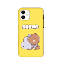 LINE FRIENDS iPhone 12 mini用Dreamy Night カラーソフトケース [公式ライセンス品] BROWN KCE-CSB044
