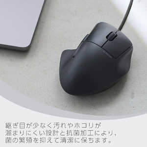 エレコム 有線接続Mサイズマウス“SHELLPHA”チルト機能付き7ボタン ブラック M-SH30UBSKBK-イメージ6