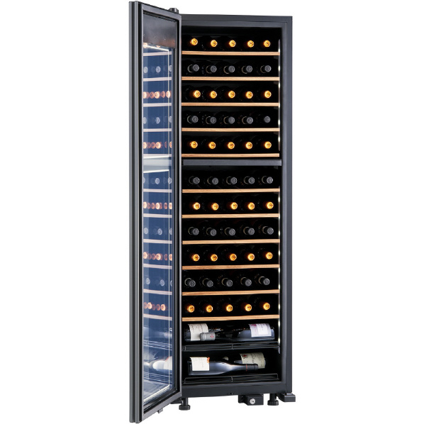 さくら製作所 【左開き】ワインセラー(63本収納) HYO-ON M2 ホワイト LX63DM2Z-LH-W 左開き 22℃ ワイン用棚 2枚