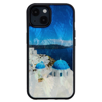 ikins iPhone 13用天然貝ケース 名所シリーズ サントリーニ島 I21046I13
