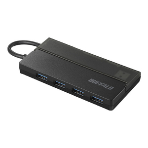 BUFFALO USB3.2(Gen1) Type-A バスパワーハブ(4ポート) ケーブル収納 ブラック BSH4U130U3BK BUFFALO USB3.2(Gen1) Type-A バスパワーハブ(4ポート) ケーブル収納 ブラック BSH4U130U3BK
