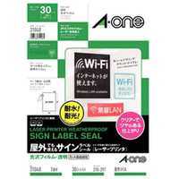 エーワン 屋外でも使えるサインラベルシール 光沢フィルム・透明 A4判 ノーカット 30シート入り 31048