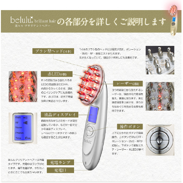 belulu 美顔器 KRD1046-WT ホワイト belulu 美顔器 KRD1046-WT ホワイト belulu 美ルル ブリリアントヘアー
