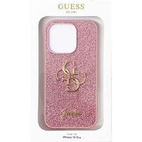 GUESS iPhone 15 Pro用グリッター 背面ケース PINK GUHCP15LHG4SGP