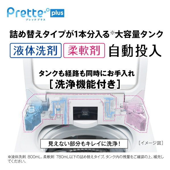 AQUA 9．0kg全自動洗濯機 Prette(プレッテ) ホワイト AQW-VX9P(W) スピンバブル洗浄 0kg