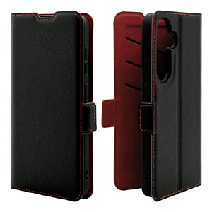 ラスタバナナ Galaxy S24用薄型手帳ケース サイドマグネット カード3枚 ブラック×レッド 7823GS24BSMBKR-イメージ1
