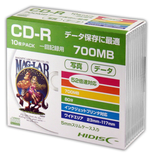 磁気研究所 データ用CD-R 700MB 2-52倍速対応 10枚入り HI-DISC HDCR80GP10SC-イメージ1