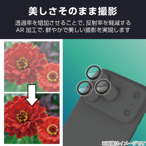 エレコム iPhone17 Pro用カメラレンズガラスフィルム ブラック PM-A25CFLLGBK-イメージ4