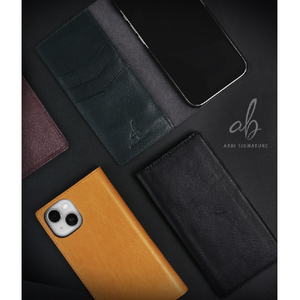 ABBI SIGNATURE iPhone 14/13用VINTAGE イタリアンレザーダイアリーケース タン ABS24051I14TN-イメージ17