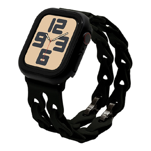 ラスタバナナ Apple Watch 4-10/SE1-2 38/40/41/42(10のみ)mm用シリコンバンド チェーン式 ブラック RBLAWC4007BK-イメージ1