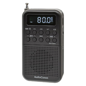 オーム電機 充電式2バンドポケットラジオ AudioComm ブラック RAD-P332N-K-イメージ1
