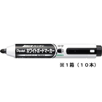 ぺんてる ハンディホワイトボードマーカー丸芯・中字 黒 10本 1箱(10本) F868860-MWXN5M-A
